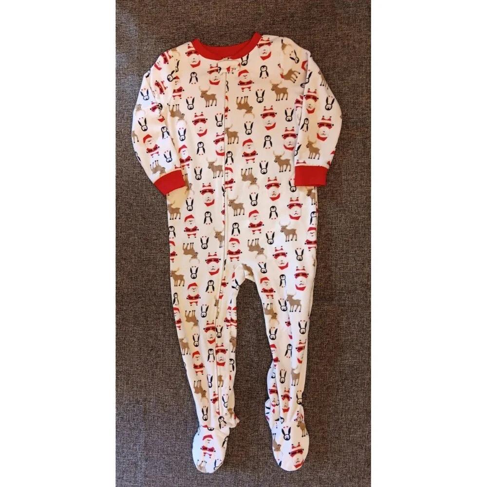 pajamas 4T New Carters Christmas Fleece sleeper Reindeer Holiday Deer Santa